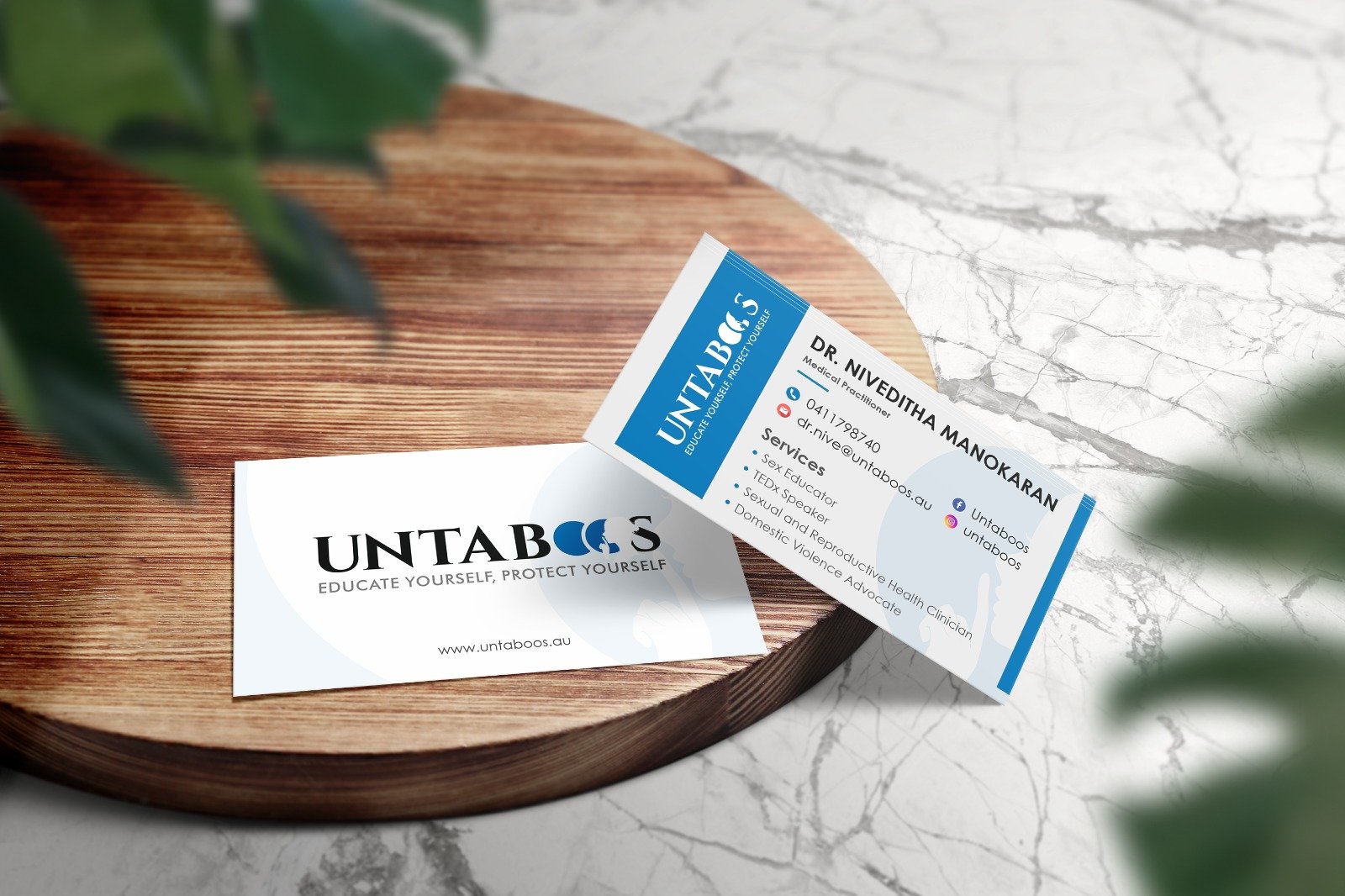 Front and back simple yet eye-catching business card design by Bixel Design agency.